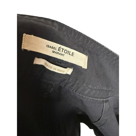 Isabel Marant Kalosco Belted Cotton Pleated High Waisted Shorts Midnight Small - Picture 12 of 13